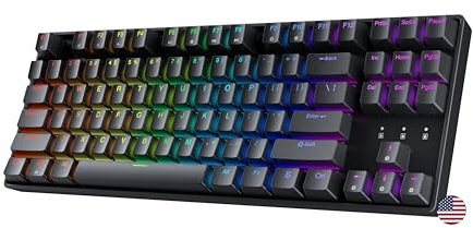 Geeky GK80 Tenkeyless | Hot Swappable Mechanical Gaming Keyboard | 87 Keys Multi Color RGB LED Backlit for PC/Mac Gamer | ANSI US American Layout (Black, Mechanical Black)