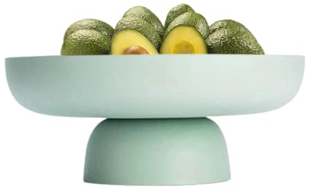 BEAHING Runde Dekorative Obstschale im modernen Stil - Obstschale mit Ablaufloch, Gemüseobstkorb mit Abnehmbarer Basisplast Servierschale für Küche, Grün