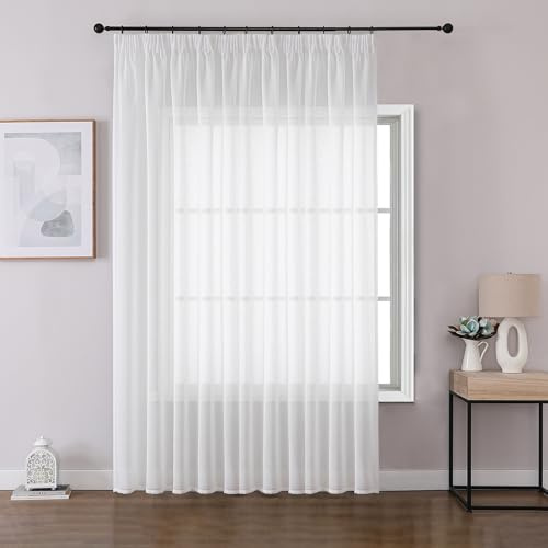 Joydeco Weiß Maßgeschneidertes Stück Vorhänge für Schienensystem Schiene Gardinen Transparent Vorhang Durchlässig Curtains Modern Living Room 1 Stück