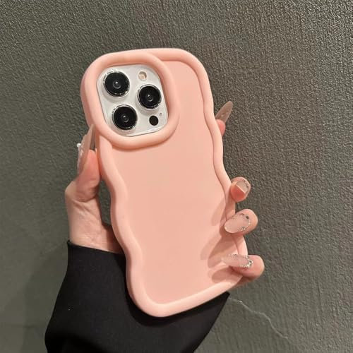 VFDHN Weiche, gelockte Wellenhülle für iPhone 11 12 13 14 15 16 Pro Max 7 8 Plus X XR XS stoßfeste Stoßstangenabdeckung ästhetisch, Pink, für iPhone 16Pro Max