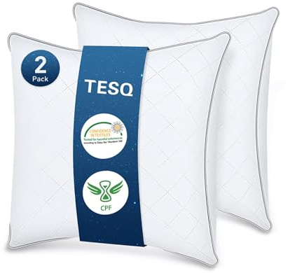 TESQ Oreiller 60x60 cm Lot de 2, Qualité Hôtelière, Certifié Oeko-TEX