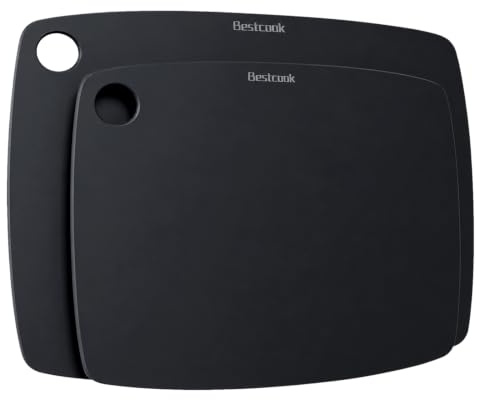 BESTCOOK Schneidebrett Holzfaser 2er-Set, Spülmaschinenfest Cutting Board | Nicht Giftig, Hohe Dichte, Antiporös, BPA-frei, Messerfreundlich, Ideal zum Schneiden von Fleisch, Gemüse, Käse und Brot