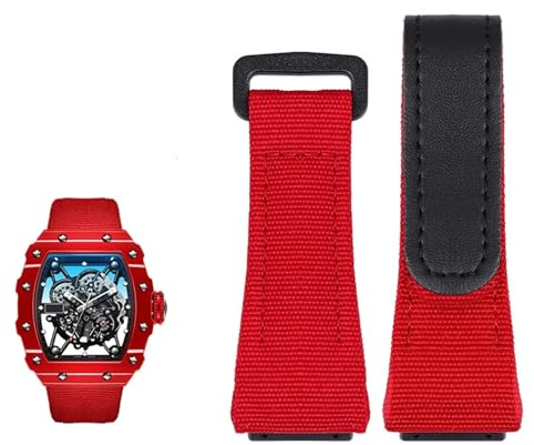 KDEGK Echtes Lederarmband, geeignet für Richard Mille-Nylonarmband, Herren-Schraubendreher RM50/53, Vier- oder Fünf-Stern-Schraubenkopf, 25 mm