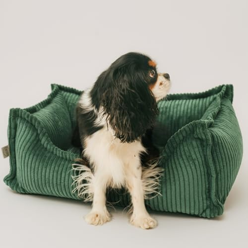 4L Textil Morbido Letto per cani in velluto a coste Hugo Premium-LINE Ortopedico Cuccia Cane interno Divano Cuscino per Cane memory foam(Verde,60x40 cm)