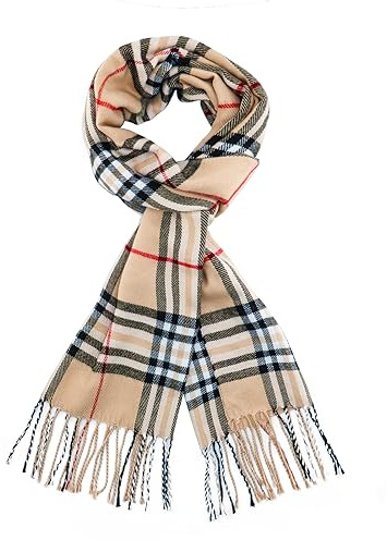 vimate Herren Camel Plaid Schal, Übergroßer Schottischer Clan Tartan Schal Wrap Winterschal für Hals(DE-Classic Camel Plaid)