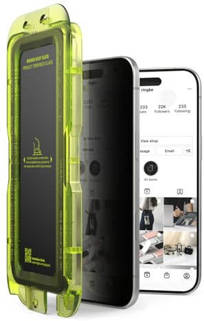 Ringke Pack de 2, Easy Slide Privacy Tempered Glass para Protector Pantalla iPhone Air, Súper Fácil de Instalar, Cristal Templado de Privacidad Antiespía