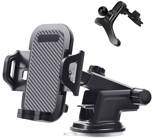 RUOVXWU Car Phone Holder, Adjustable Car Phone Mount 360° Rotation for Dashboard/Windscreen, 4 in 1 Upgraded Strong Suction Vent Cradle Van Automobile Accessories for iPhone 16 15 14 13/Smartphones