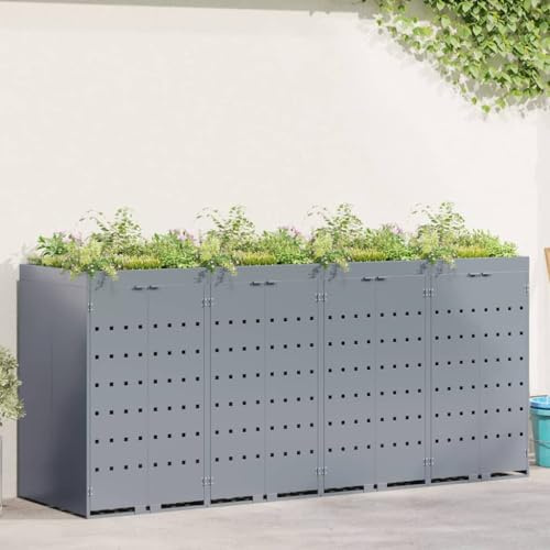 Générique Rangement de Poubelle à roulettes pour 4 poubelles Gris Clair,Maison & Jardin,Produits ménagers,Accessoires pour conteneurs à déchets,Cache-conteneurs à déchets,Gris Clair,94.2 KG,3394750