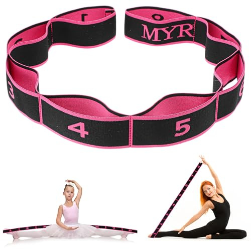 Yoga Stretching Strap, Abeillo Yoga Stretch Gurt mit 8 Schleifen, Joga Zubehör, Fitnessbander, Resistance Bands, Gymnastikband Elastisch für Pilates, Tanz, Gymnastik, Effektives Dehnung (lila)