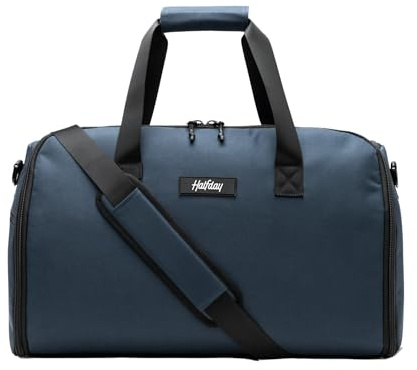 Halfday Convertible 2-in-1 Garment Duffel Weekender Bag 40L | Wrinkle-Free Travel, Hanging Suit Compartment, Shoe Pockets, Trolley Sleeve. Durable & Water-Resistant Carry-On, Marine