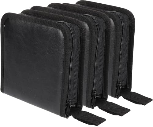 JOINPAYA Custodia Porta Disco 40 Posti in Pu Pelle Sintetica Cerniera, Borsa per CD e Dvd da Auto, Organizer Salvaspazio per Archiviazione Media Domestica, Set da 3 Pezzi