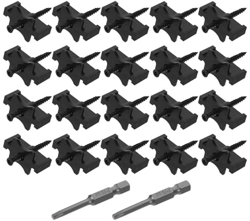 Gatuida Set da 20 Elementi di Fissaggio Nascosti per Terrazze in Materiale Composito con Clip di Avviamento, Viti in Acciaio Inox e Punte, Accessori per Pavimenti Esterni Resistenti