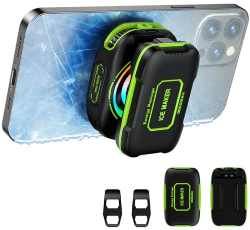 Cell Phone Cooler for Gaming, Magnetic Portable Rechargeable Battery Mobile Phones Radiator,Cellphone Fun Cooler with RGB Lights for iPhone Series,ipad pro Tablet,Tiktok Live (Green)