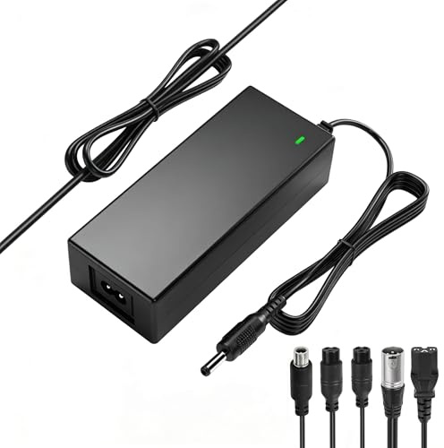 42V 2A Electric Scooter Charger, UK Plug Compatible with 36V Lithium-ion Battery, 6-in-1 Connectors for E-Scooter, Hoverboard, E-Bike, Unicycle, Drift Board - Fast & Safe Charging with LED Indicator