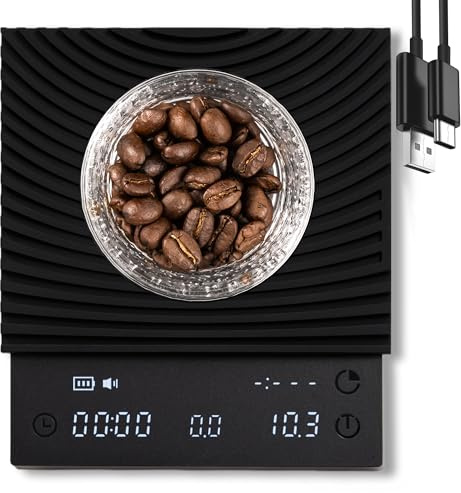 TIMEMORE Black Mirror Basic 3 Báscula de Café para Pour-Over y Espresso, Temporizador, Alta precisión 0,1g hasta 2kg, 3 Modos, Flujo de extracción y Proporción café/agua, Batería 1600mAh, USB-C, Negro