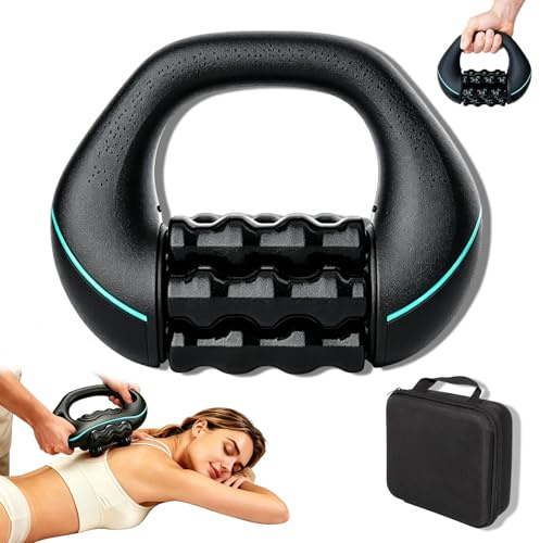 Elektrisches Handmassagegerät Mit Tiefengewebe-Rollen, 3 Intensitätsstufen, 6 Frei Drehbare Massageköpfe, 24 Massageknöpfe, Wiederaufladbar, Für Rücken, Schulter Und Nacken (1pc)