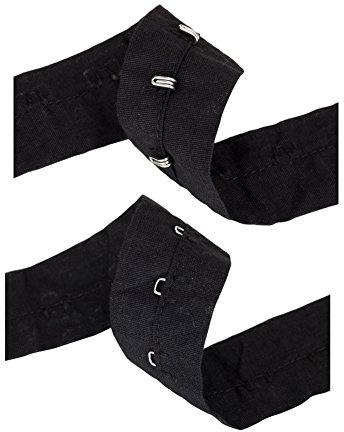 NEOTRIMS Hook And Eye Tape Trimming, 100% Soft Cotton, Non Rust Quality Fastening, Costume, Corsets Bustier, Lingerie, Basques Black or White - Black - 1 Meter