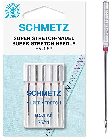 SCHMETZ | 5 Nähmaschinennadeln | Super Stretch | HAX1 SP | Nadeldicke 75/11 | auf jeder gängigen Haushaltsnähmaschine einsetzbar
