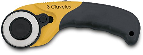 3 CLAVELES Cutter ROTATIVO Profesional 17 CM-45 MM. 3C 00216, Acciaio, Amarillo Y Nergo