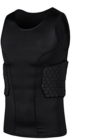 TUOYR Hockey Rembourré Compression Gilet sans Manches Poitrine Protecteur Débardeur pour Rugby Basketball Football Paintball Skateboard Ski Gilet Gilet pour Hommes Garçons