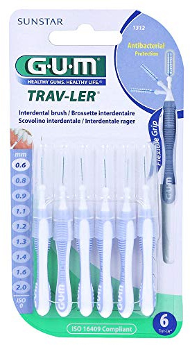GUM TRAV-LER 0,6mm Kerze hellblau Interdentalbür. 6 St