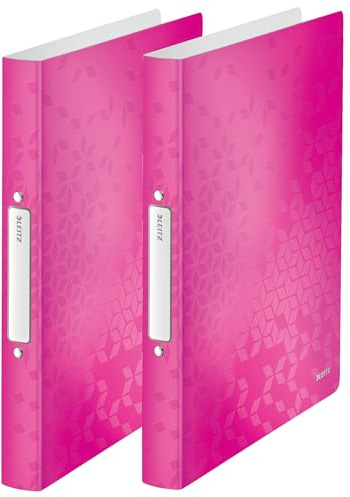 Leitz 425700 Ringbuch wow, A4, PP, 2 Ringe, 25 mm, pink metallic, 2er Pack