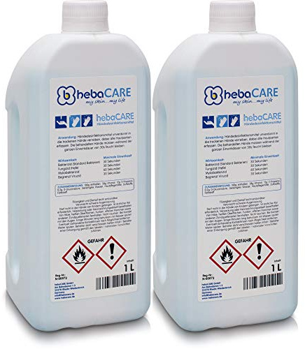 2x 1000ml hebaCARE Desinfektionsmittel Hand - Desinfektionsmittel für Hände - gegen Viren und Bakterien Handdesinfektionsmittel/Handdesinfektion 2 Flaschen (2x 1000ml)
