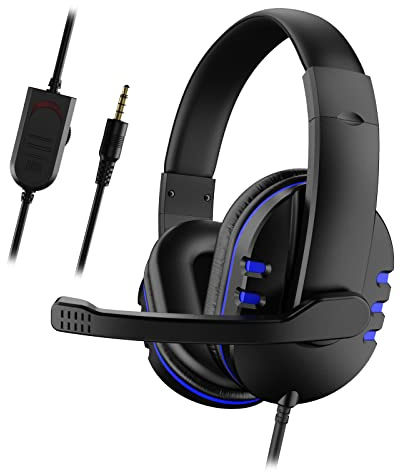 Camidy Gaming Headset, Over Ear Headphones with Noise Cancelling Microphone 3.5mm Jack Wired Gaming Headphones Soft Earmuffs for Laptop Mobile Phone Online Education