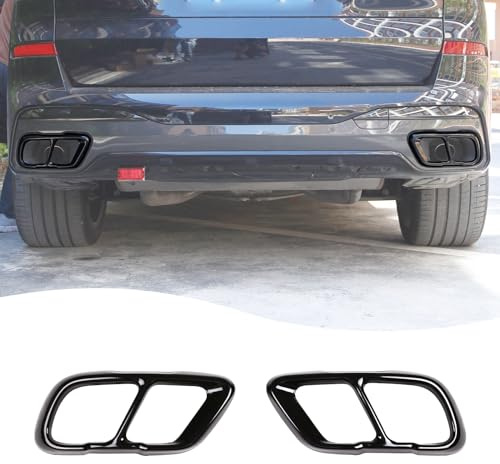 LLKUANG V8 Look Car Exhaust Mufflers Cover Trim Compatible With BMW X5 G05 X6 G06 X7 G07 2019-2026 Stainless Steel Car Muffler Tail Pipe Output Parts Trim Cover(for M Sports Version)