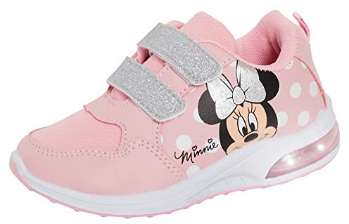 Disney Minnie Mouse Filles Light Up Baskets Enfants Touch Fasten Clignotant LED Chaussures de Sport