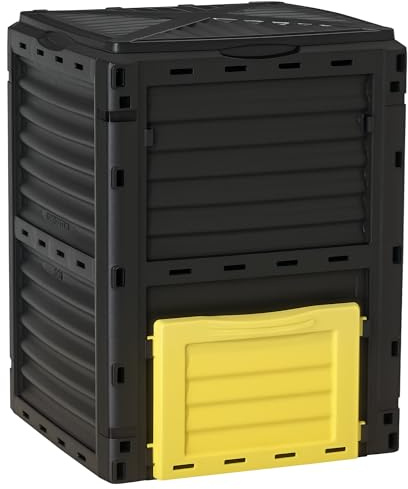 Outsunny Garden Compost Bin 80 Gallon Outdoor Large Capacity Composter Fast Create Fertile Soil Aerating Box, Easy Assembly, Yellow