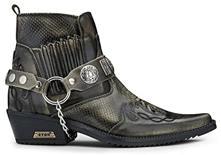 Hommes Cuir Cowboy Équitation Olive Bottines Croc Cubain Motard Danse Winklepickers Western 42