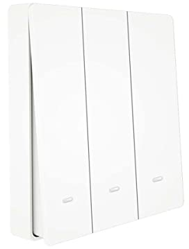Interruttore Da Parete Senza Fili, Interruttore Wireless RF 433, Attacco Dove Si Vuole, Compatibile Con Alexa, Switch Wireless per Luci e Apparecchi Elettrici (3 Tasti)