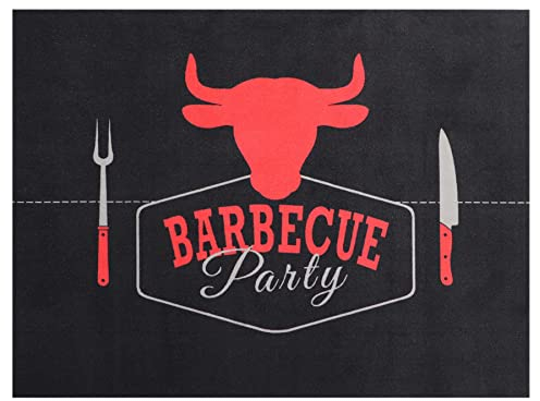 Primaflor Grill-Schutzmatte - Feuerhemmender Grillschutz - Unterlage - rutschfeste Grill - Bodenmatte - Unterlage Grill - BBQ Schutzmatte - 90 x 120 cm - Barbecue schwarz