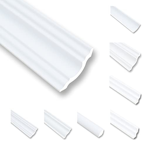 NK50 Moulures de plafond en polystyrène XPS - 20 m - Baguette de finition blanc - 50 x 50 mm - Profilés décoratifs en polystyrène - Moulures décoratives
