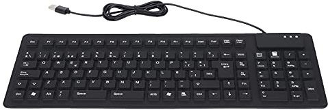 Teclado en Español, Teclado de Silicona Plegable Portátil de 105 Teclas, Teclado Enrollable Silencioso Impermeable con Cable USB para Computadora Portátil, Plug and Play