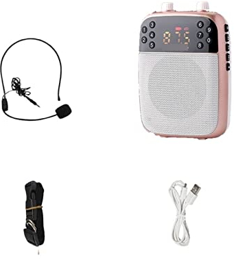 Megafone Bullhorn Drahtloses Megaphon, tragbarer Sprachverstärker, Lehrerhandbuch, Mikrofon, Lautsprecher, 5 W, Unterstützung, Bluetooth, TF-Karte, U-Disk, MP3-Player (Color : Pink-Wired, Size : 1)