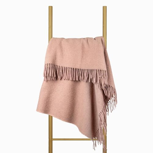 Couverture en Laine 140x200 cm, 100% Pur Produit de Moutons Néo-Zélandais, Plaid en Laine Doux pour Lit et Canapé, Jeté de Lit Élégant avec Franges – Nostra ZELANDIA Couverture Grande Taille