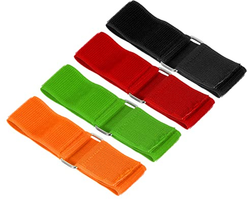 PATIKIL 3 Legged Race Bands, 4 Pack Nylon Elastic Tie for Outdoor Birthday Party Field Day Carnival Relay Game (Black, Green, Orange, Red)