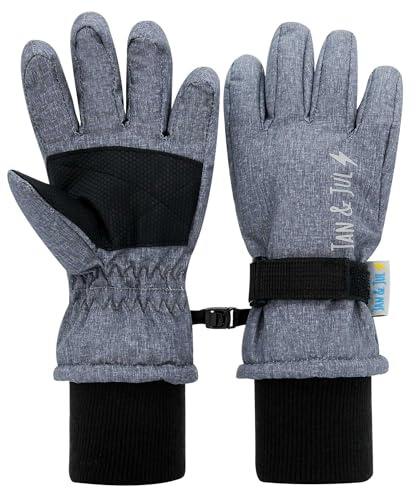 Jan & Jul Toasty-Dry vattentäta snöhandskar för barn, flickor och pojkar, Melerad grå, M: 4-6Y
