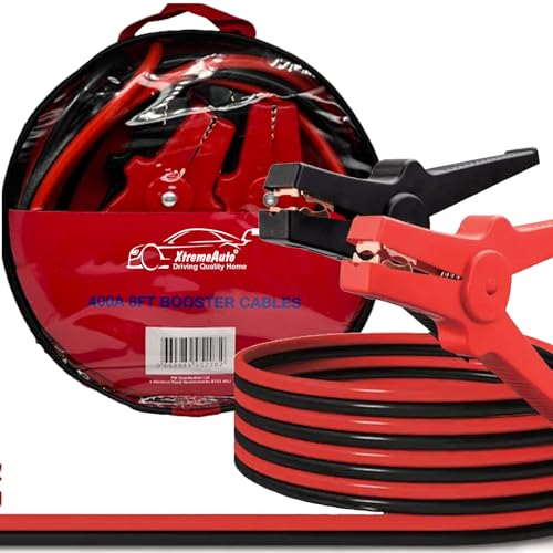 Xtremeauto 400A Jump Leads – 2.5m Heavy Duty Car Battery Booster Cables for Engines up to 2.0L with Storage Bag BC400
