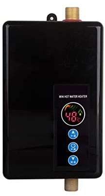 Durchlauferhitzer, Mini Durchlauferhitzer Tankless, Bad Küche Elektrische Elektrischer 220v 5,5 Kw 5v 30-55 ° C Champagner Gold Durchlauferhitzer, für Home Küche Unter Der Spüle (Schwarz)