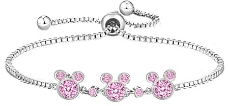 Kaguyo Mickey Mouse Armbänder für Frauen, Sterlingsilber Blau Amethyst pink Zirkonia Minnie Mouse einstellbare Unendlichkeit Freundschaftsarmbänder für Frauen und Mädchen (pink)