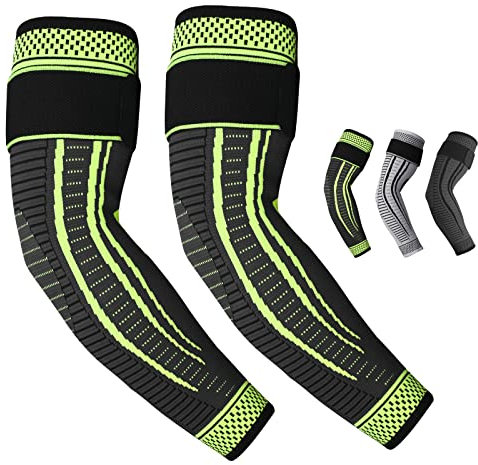 Ruilala Ellenbogenbandage Kompression für Damen Herren Atmungsaktive Ellenbogen Bandagen 2 Stück Rutschfeste Ellenbogenstütze für Tennisarm, Golferarm, Sport, Arthritis, Sehnenentzündung (Grün, L)