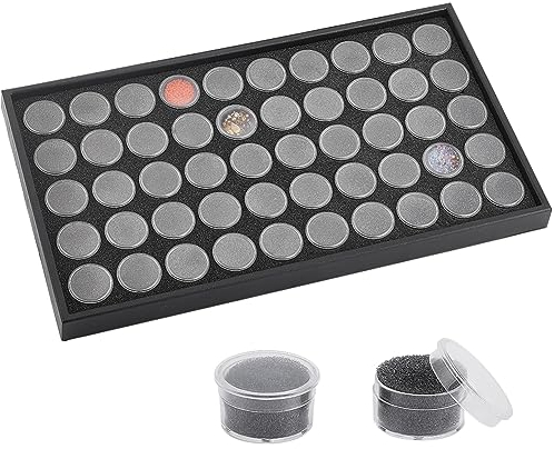 BENECREAT 50 Grilles Boîtes de Rangement en Plastique pour Manucure Strass et Perles, Plateau de Présentation Empilable de 37.5x21x2.5 cm pour Pièces de Montre, Organisateur