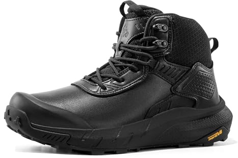 NORTIV 8 Men's Waterproof Military Tactical Work Boots Leather Motorcycle Combat Lightweight Non-Slip Hiking Boots for Men VaporGuard,Size 12,Black-6 Inches,SNMT246M