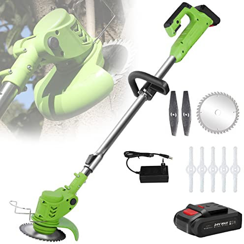 Désherbeur électrique, désherbant alimenté par Batterie, Coupe-Herbe, Outil de pelouse, Coupe-Herbe sans Fil avec 3 Types de Lames, Tondeuse à Gazon légère