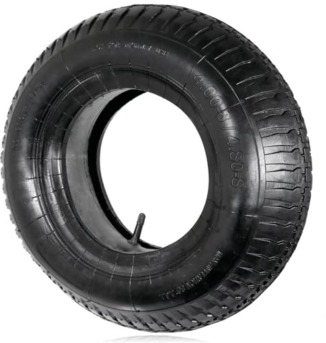 SPARES2GO Wheelbarrow Wheel Trailer Tyre and Inner Tube (4.00-8 4.80-8, 35PSi) 16 / 9 inch