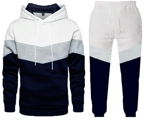 Herren Sweatshirt Langes Ärmeln Oberteil Freizeitanzug Männer Elastische Taille Modische Streetware Anzüge Jogginghose Sporatnzug Zwei Stück Set Trainingsanzug Lockere Kapuzenpullover (White, M)