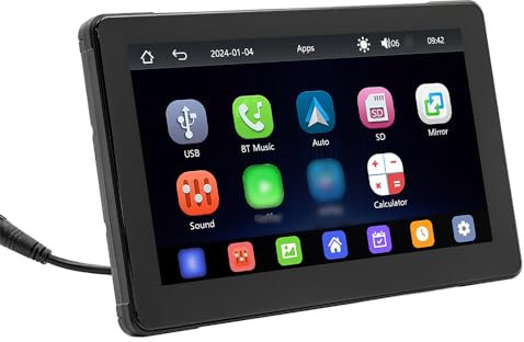 Shkalacar Lettore MP5 per Moto, Doppio Registratore di Guida BT IP65 Fotocamera Integrata Impermeabile con Schermo IPS da 7 Pollici Supporto BT/TF Card/U-Disk Riproduzione Telefono Interconnessione